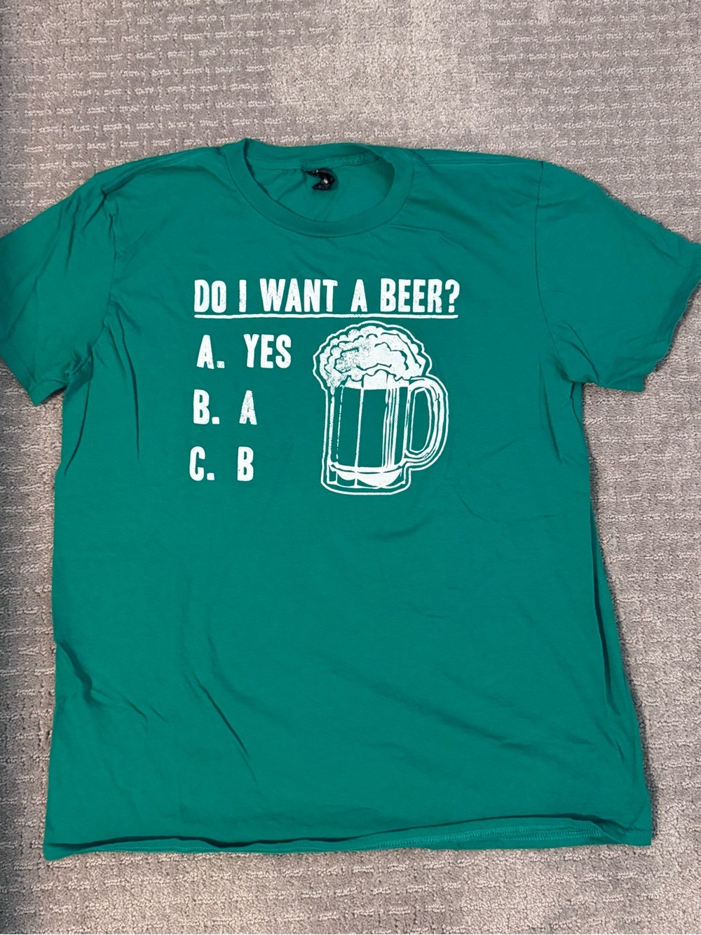 Anvil Teal Graphic Tee with White Beer Print